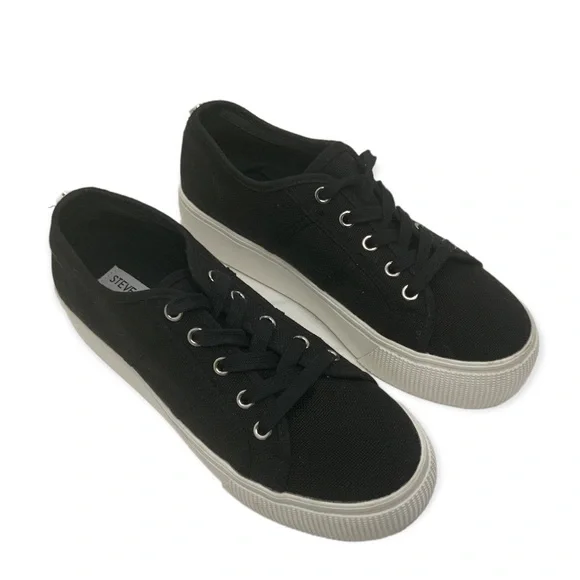 Steve Madden Black Platform Sneakers Shoes - Picture 1 of 12